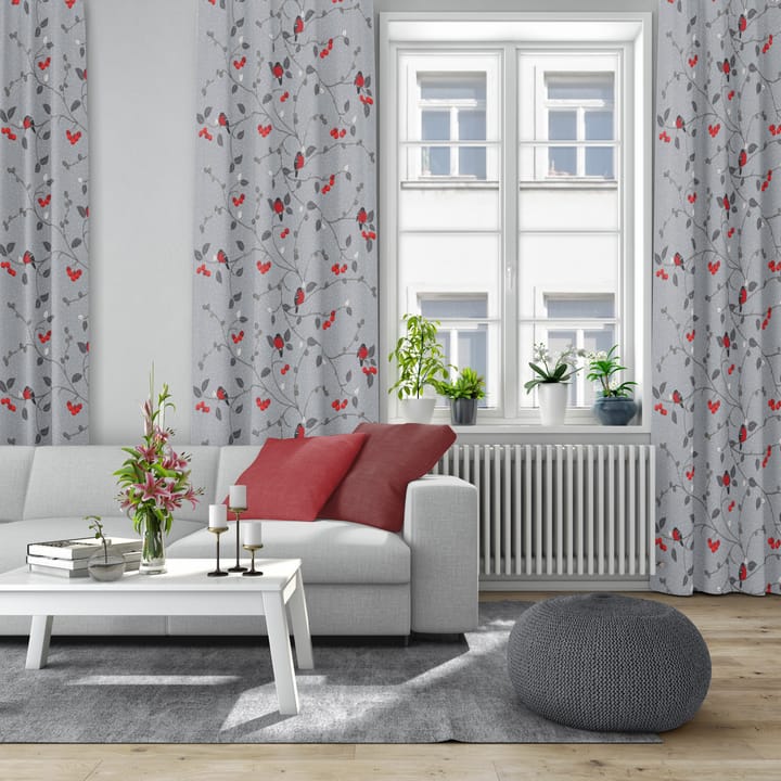 Paradisäpplen-kangas, Harmaa-punainen Arvidssons Textil