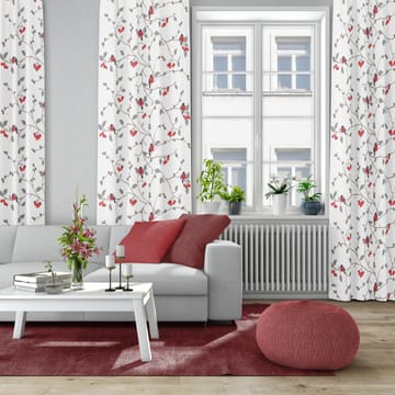 Paradisäpplen-kangas - Offwhite-harmaa-punainen - Arvidssons Textil