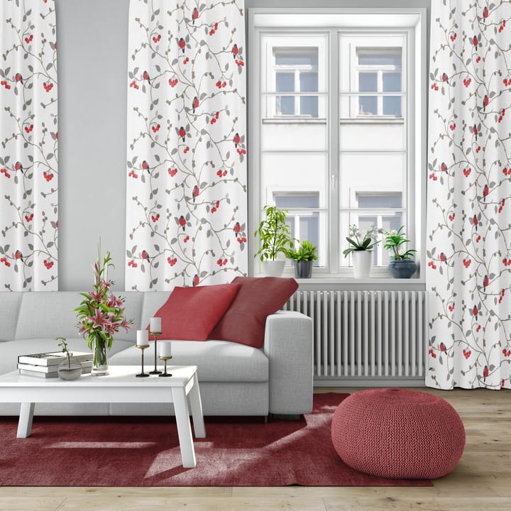 Paradisäpplen-kangas, Offwhite-harmaa-punainen Arvidssons Textil