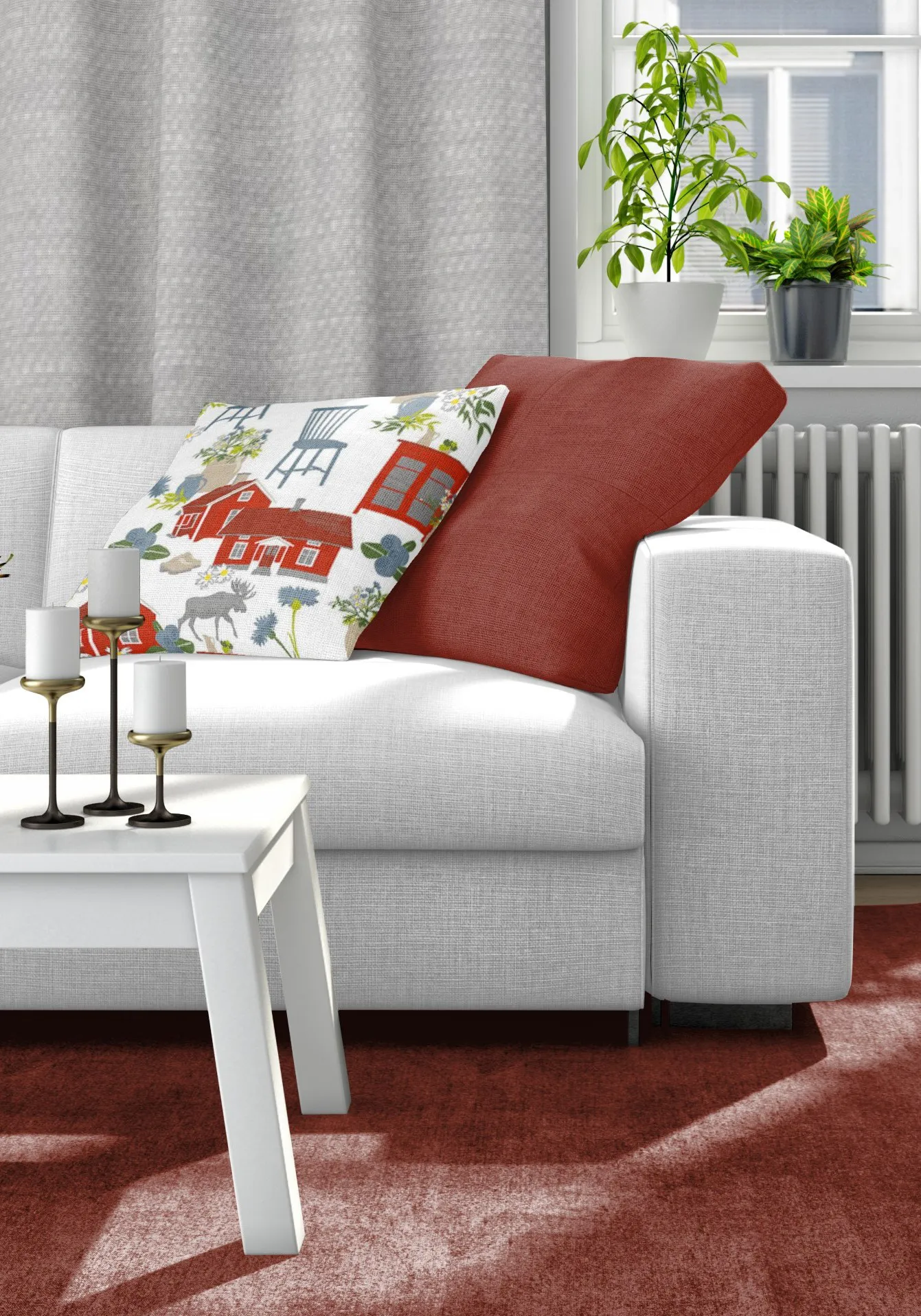 Strövtåg tyynyliina 47x47 cm, Punainen Arvidssons Textil