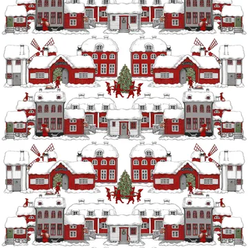 Tomteboda kangas - Off white-punainen - Arvidssons Textil