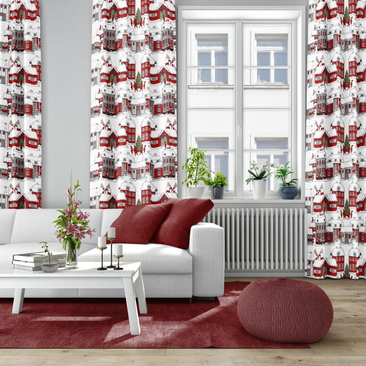 Tomteboda kangas, Off white-punainen Arvidssons Textil