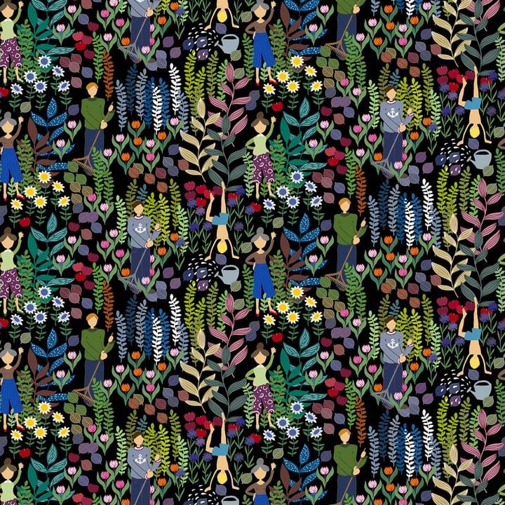 Trädgård kangas - musta - Arvidssons Textil