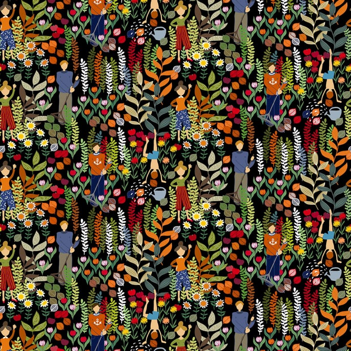 Trädgård kangas - Musta-monivärinen - Arvidssons Textil
