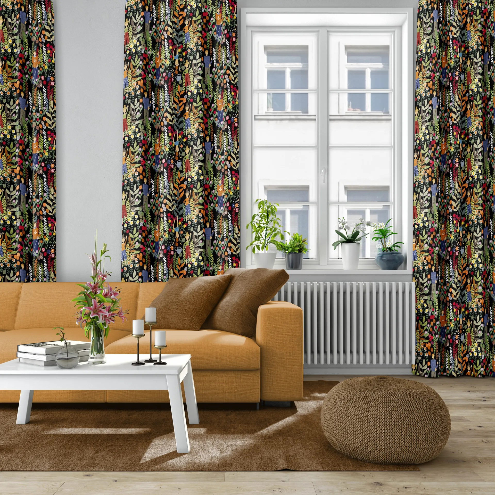 Trädgård kangas, Musta-monivärinen Arvidssons Textil