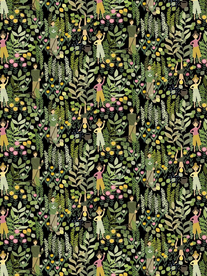 Trädgård kangas - Musta-vihreä - Arvidssons Textil