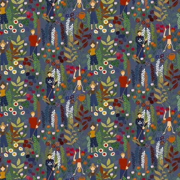 Trädgård kangas - Sininen - Arvidssons Textil