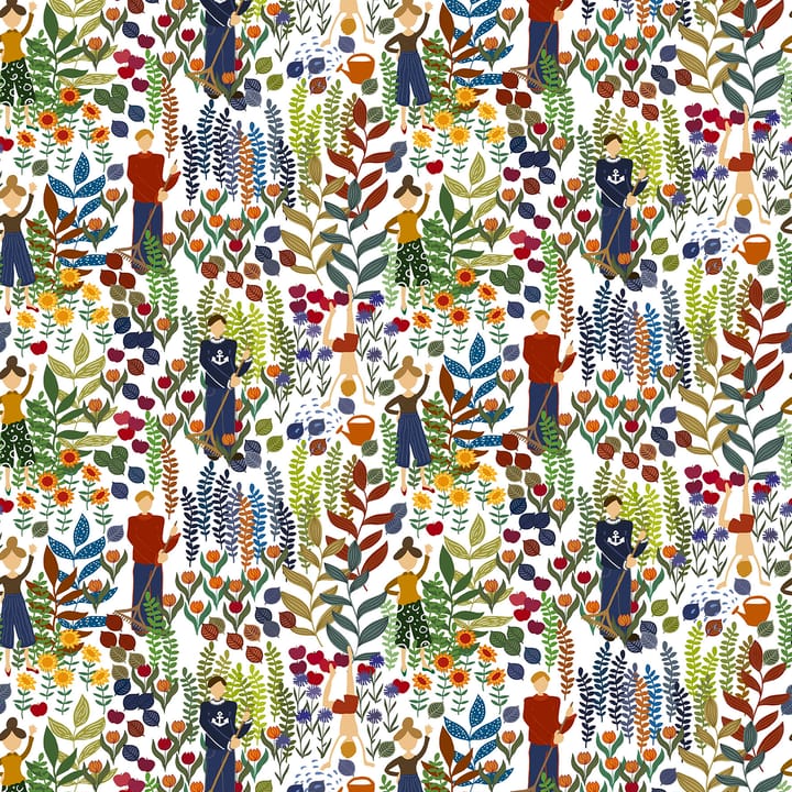 Trädgård kangas - Valkoinen-Multi - Arvidssons Textil