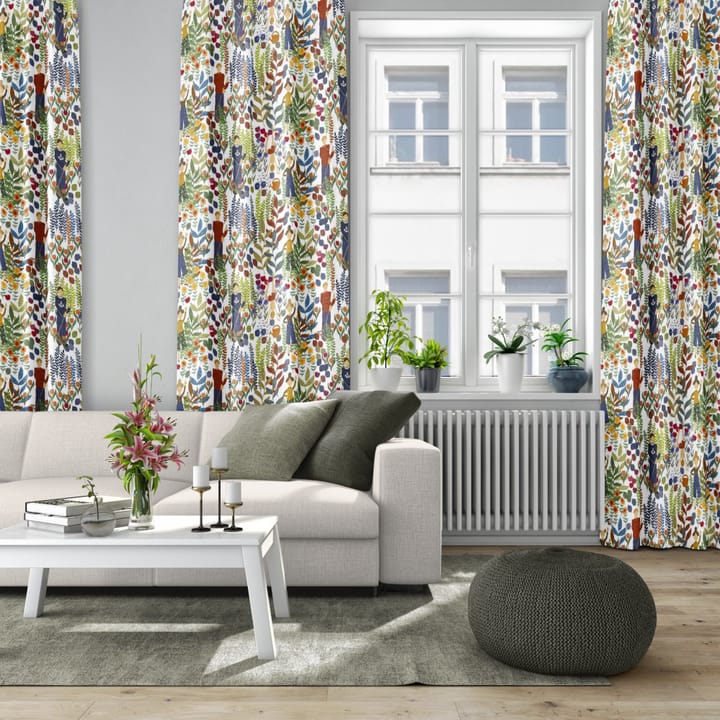 Trädgård kangas - Valkoinen-Multi - Arvidssons Textil