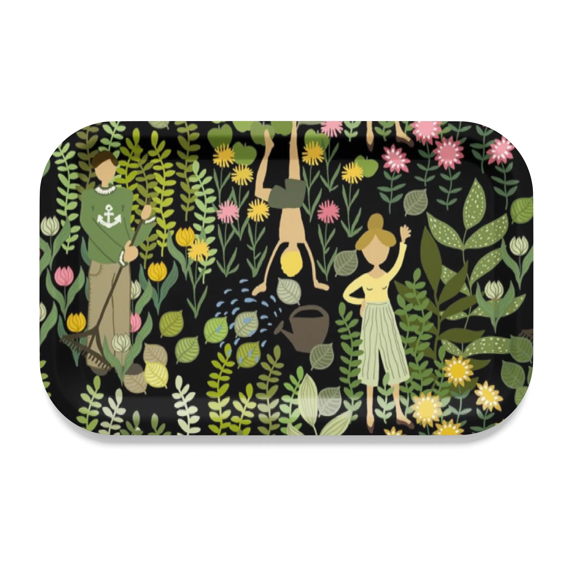 Trädgård tarjotin 21 x 33 cm, Musta-vihreä Arvidssons Textil