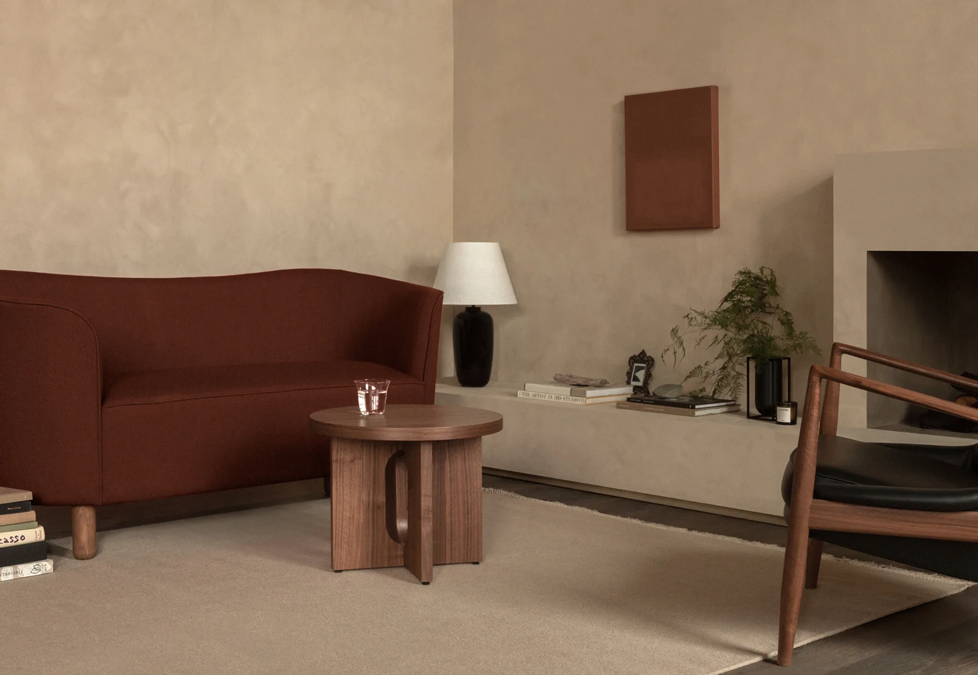 Androgyne Sivupöytä Ø50 cm tummapetsattu tammi, Tummanpetsattu tammi-pöytälevy Audo Copenhagen