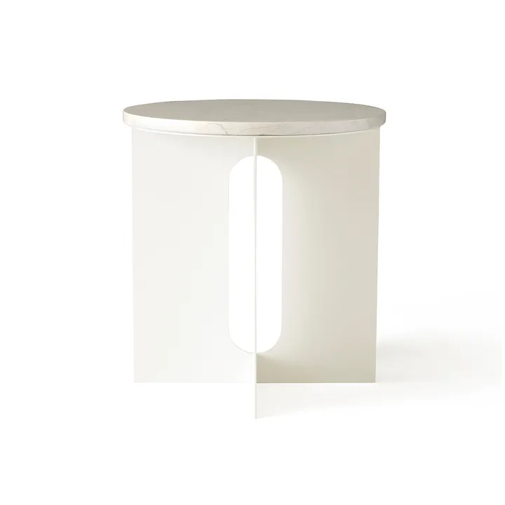 Androgyne sivupöytä - Calacatta Viola marmori-ivory teräs, Ø42 cm - Audo Copenhagen