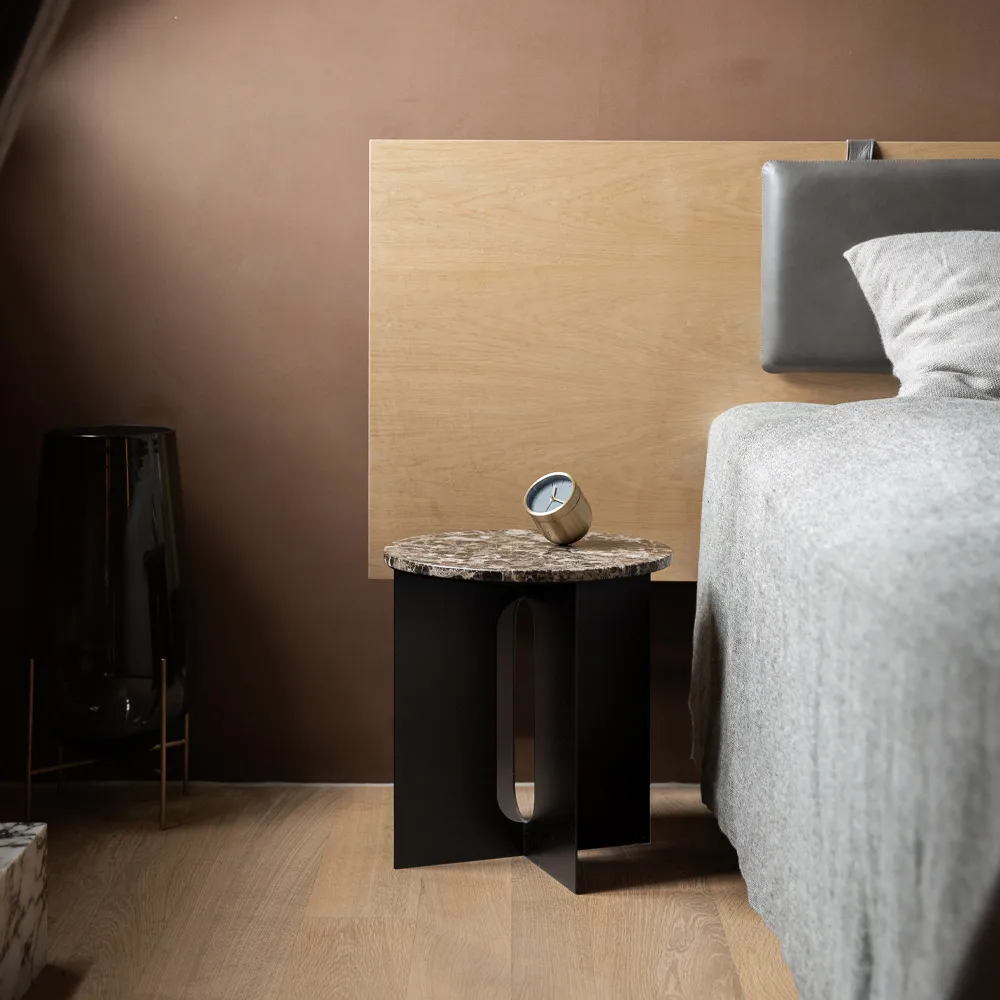 Androgyne sivupöytä, Marble black, ø 42, musta teräsrunko Audo Copenhagen