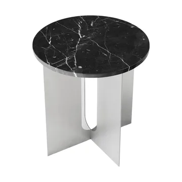 Androgyne sivupöytä - Nero Maquina marmori-harjattu teräs, Ø42 cm - Audo Copenhagen