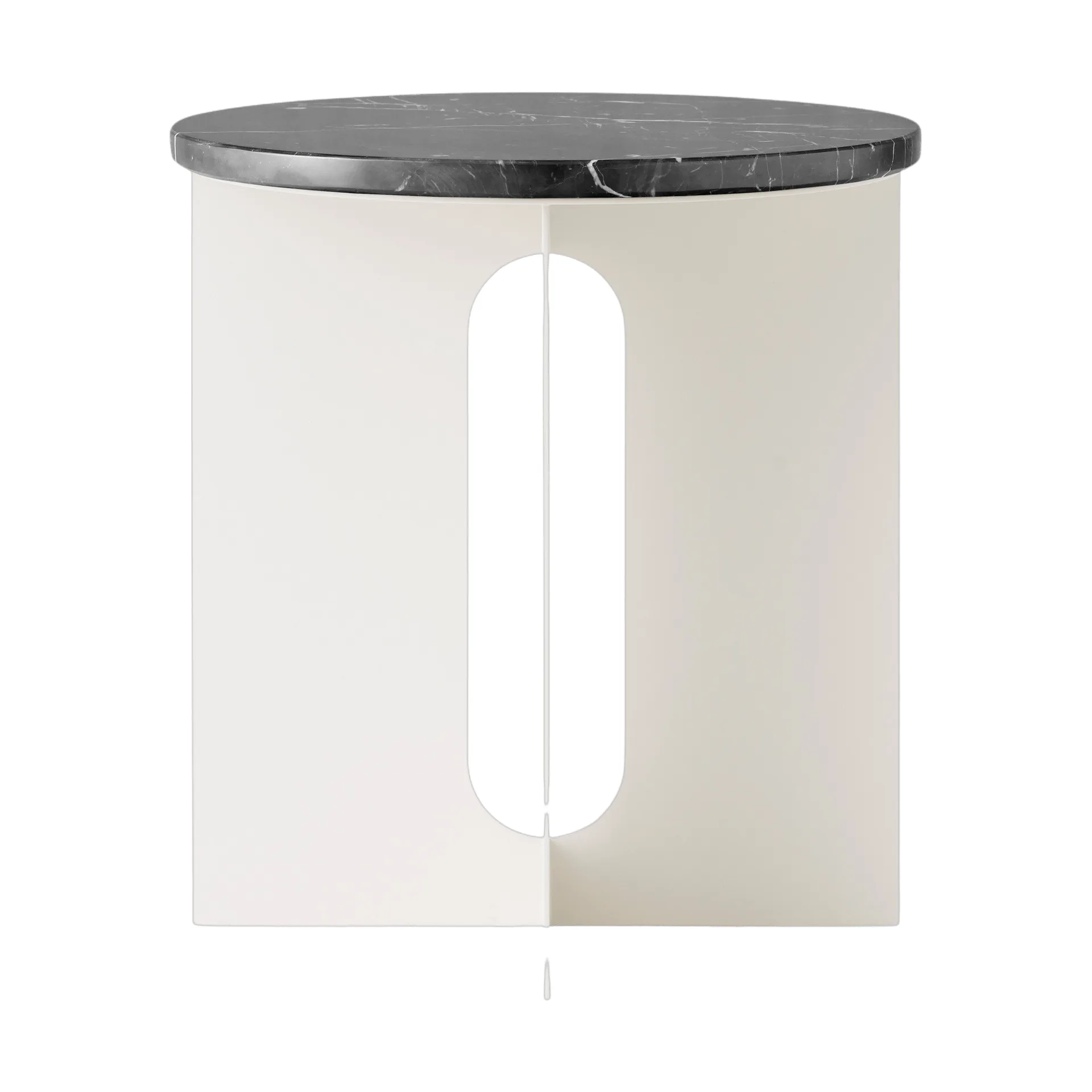 Androgyne sivupöytä, Nero Marquina marmori-ivory teräs, Ø42 cm Audo Copenhagen