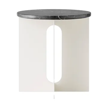 Androgyne sivupöytä - Nero Marquina marmori-ivory teräs, Ø42 cm - Audo Copenhagen