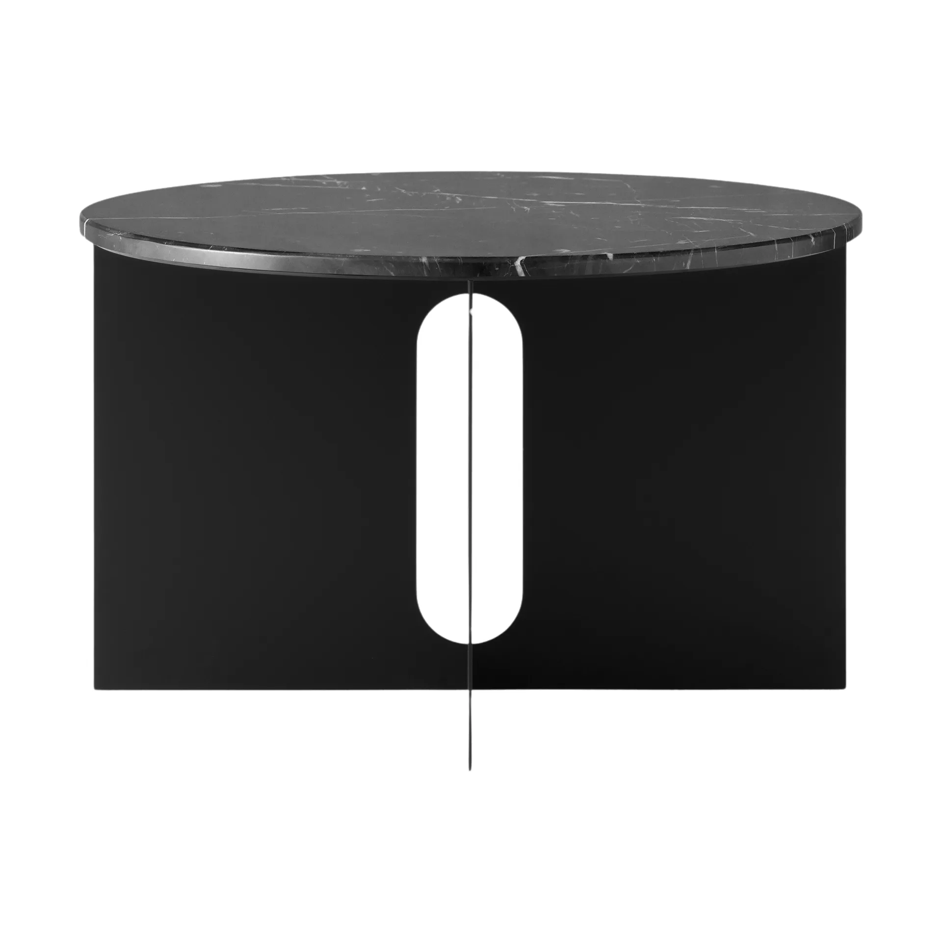 Androgyne sivupöytä, Nero Marquina marmori-musta teräs, Ø65 cm Audo Copenhagen