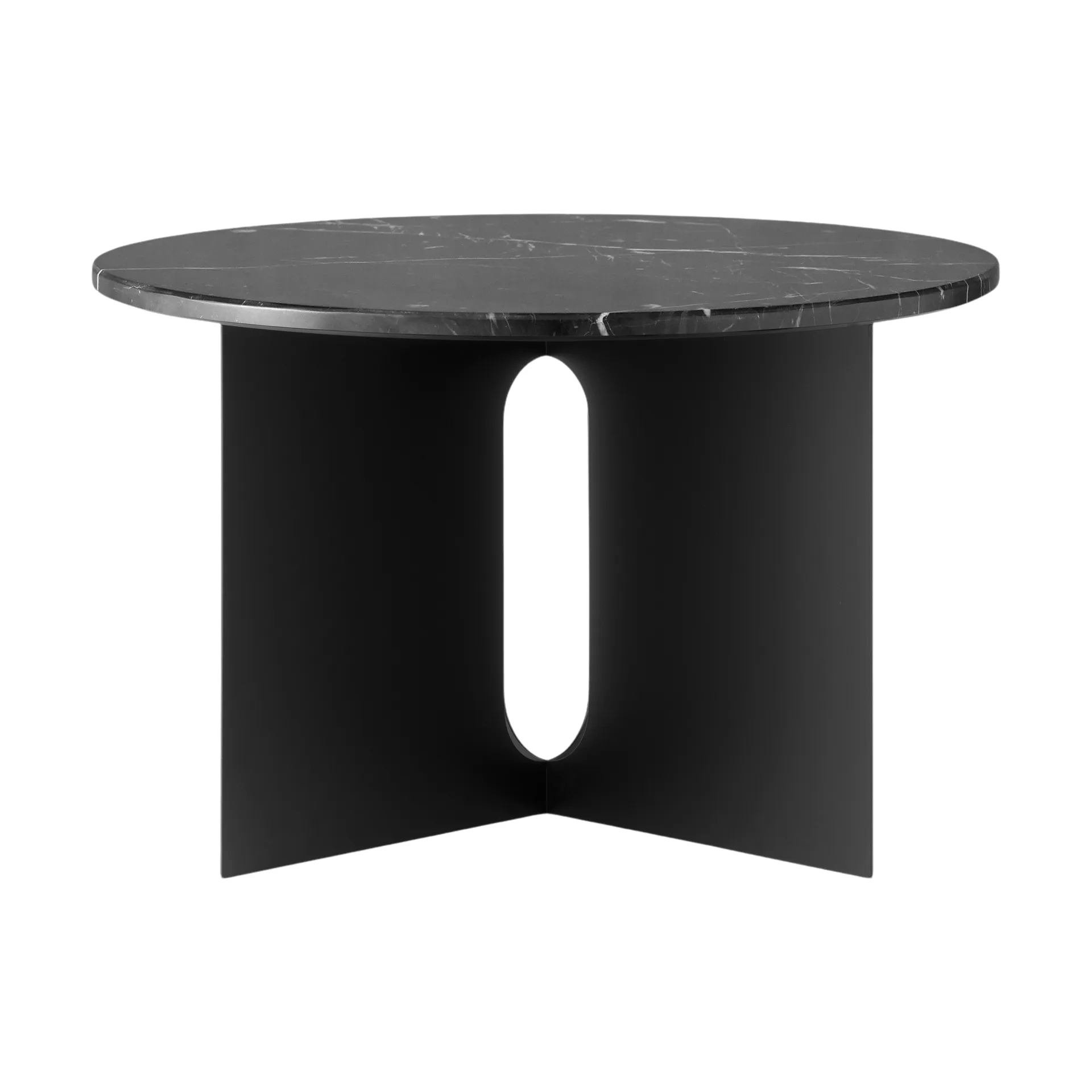 Androgyne sivupöytä, Nero Marquina marmori-musta teräs, Ø65 cm Audo Copenhagen