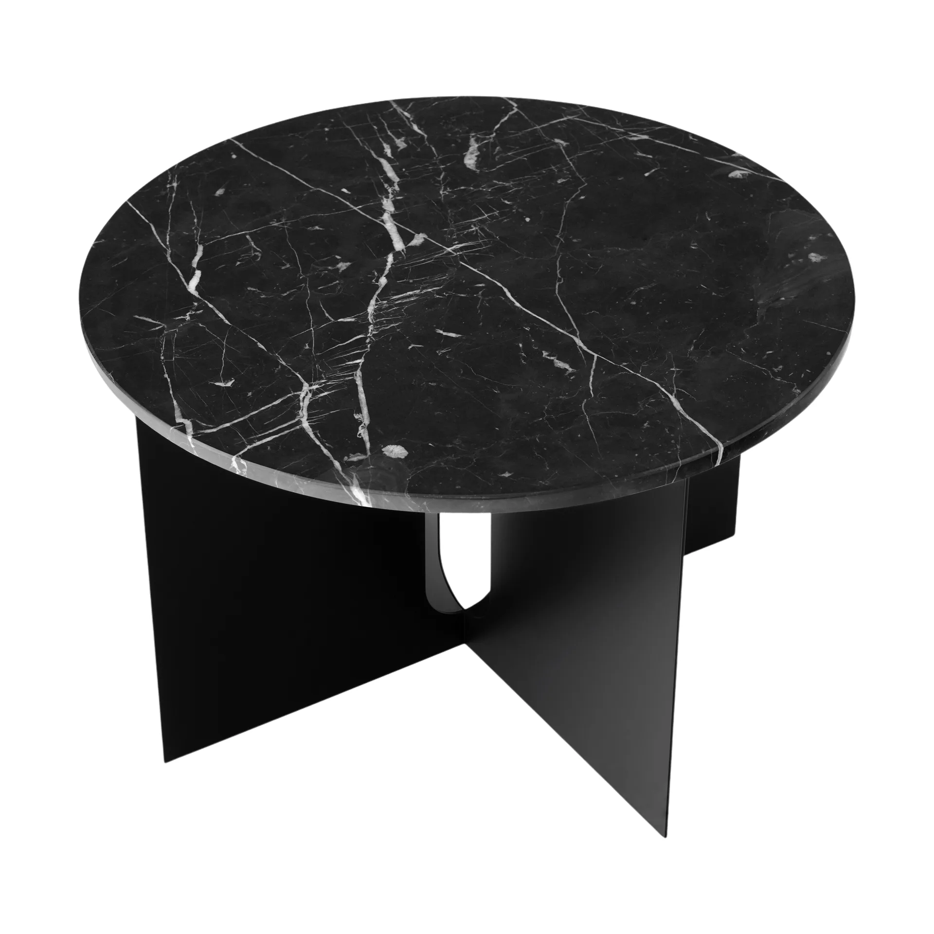 Androgyne sivupöytä, Nero Marquina marmori-musta teräs, Ø65 cm Audo Copenhagen