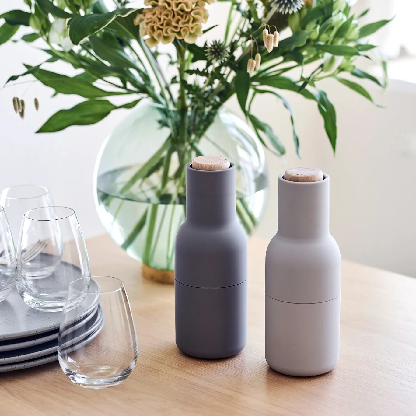 Bottle grinder maustemylly 2-pakkaus special edition, concrete- feather (träkansi) Audo Copenhagen