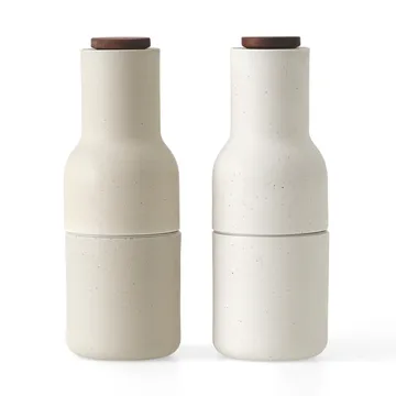 Bottle Grinder -maustemylly keramiikka, 2-pakkaus - Hiekka (saksanpähkinänvärinen kansi) - Audo Copenhagen
