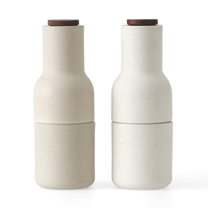 Bottle Grinder -maustemylly keramiikka, 2-pakkaus - Hiekka (saksanpähkinänvärinen kansi) - Audo Copenhagen