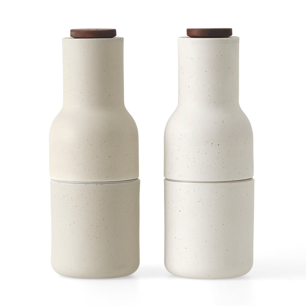 Audo Copenhagen Bottle Grinder -maustemylly keramiikka 2-pakkaus Hiekka (saksanpähkinänvärinen kansi)