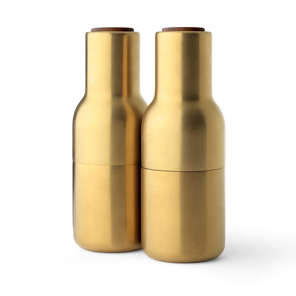 Audo Copenhagen Bottle Grinder -maustemylly metalli 2-pakkaus Brushed brass (saksanpähkinäkansi)