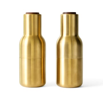 Bottle Grinder -maustemylly metalli, 2-pakkaus - Brushed brass (saksanpähkinäkansi) - Audo Copenhagen