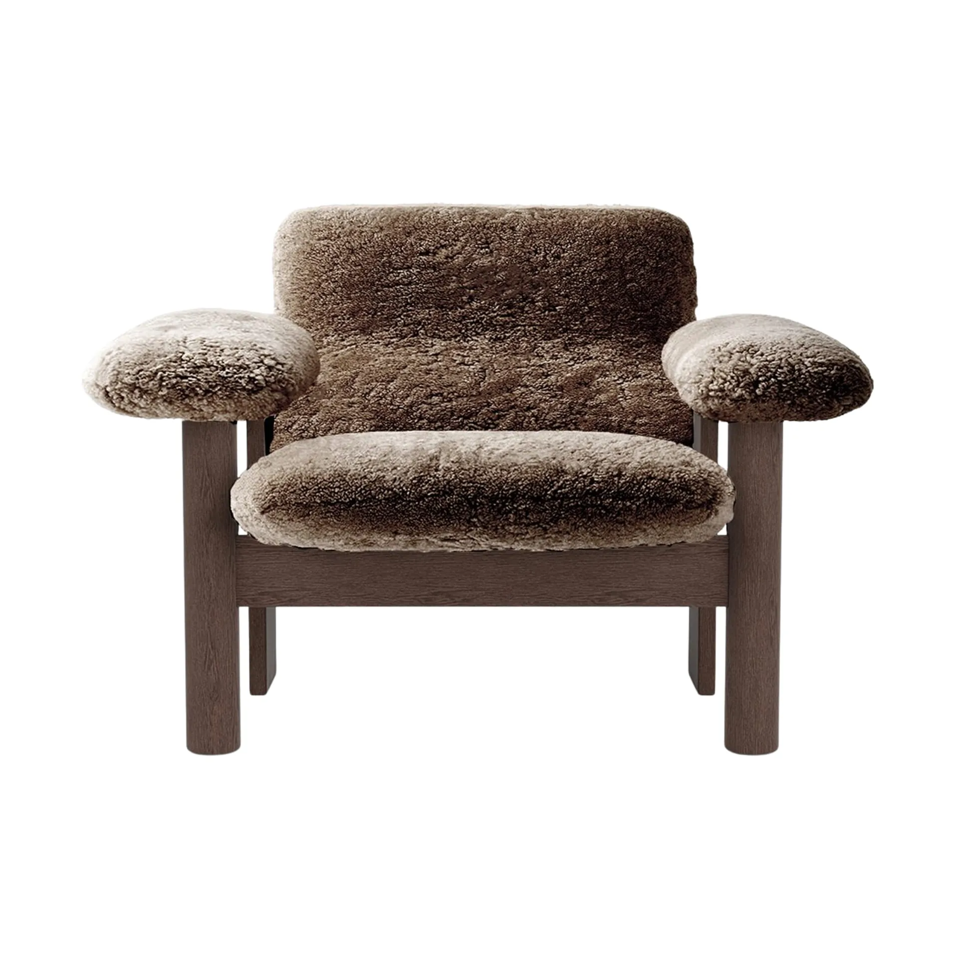 Brasilia nojatuoli low back, Dark oak-Sahara sheepskin curly Audo Copenhagen