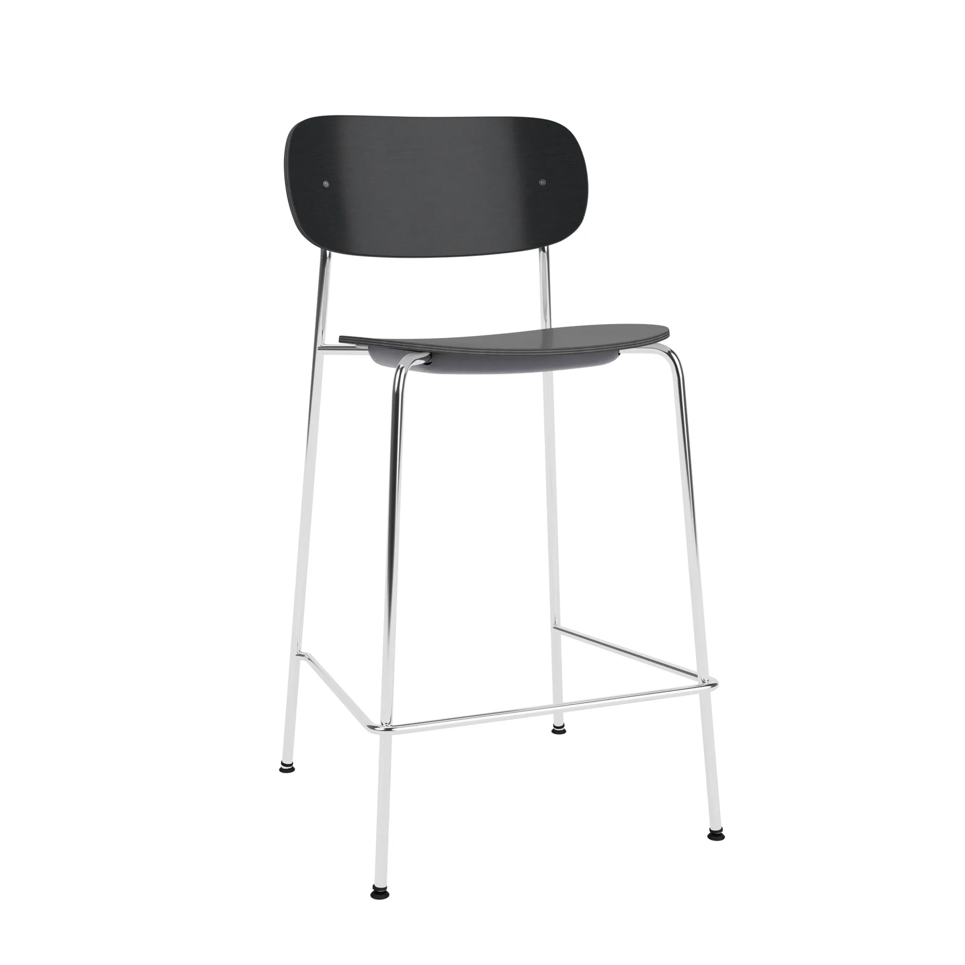Co Bar Chair baarituoli, Musta tammi-kromattu teräs, 65 cm Audo Copenhagen