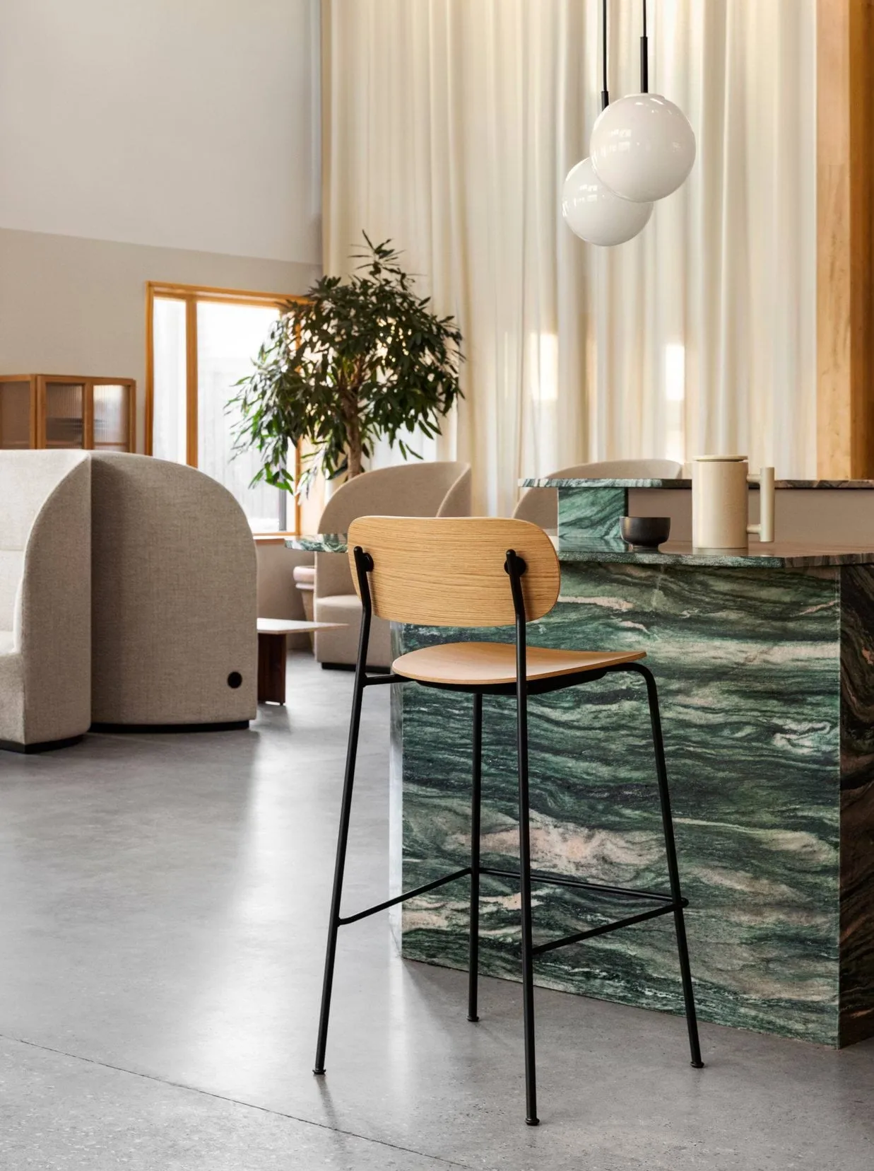 Co Bar Chair baarituoli, Tammi-kromattu teräs, 75 cm Audo Copenhagen