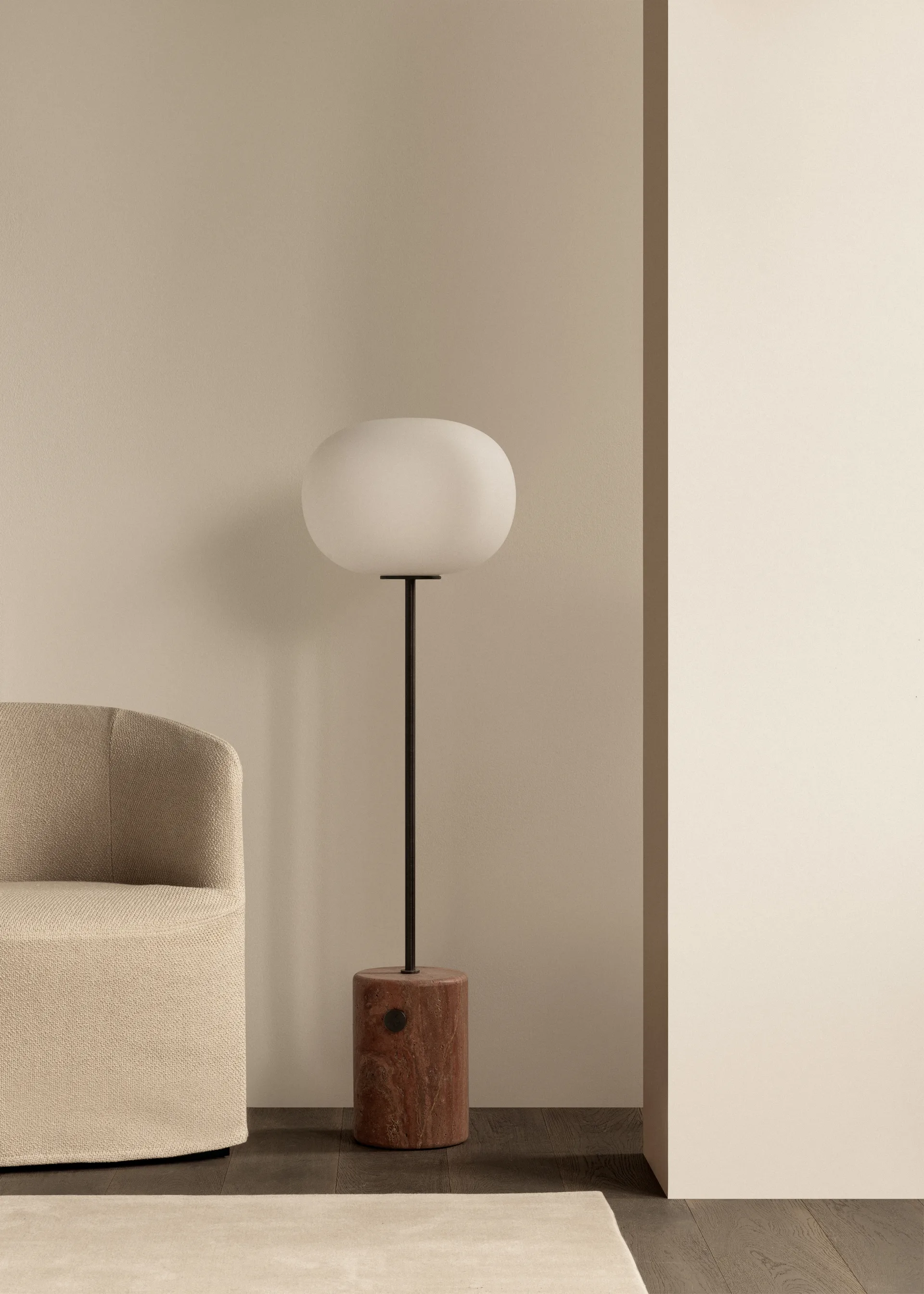 JWDA lattialamppu, Red travertine, 130 cm Audo Copenhagen