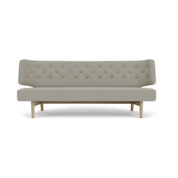 Radiohus Sofa täysin verhoiltu RE-WOOL PC1T Global HR BUTTONS Vegetal 4-Legs Base - Re-wool 218-natura tammi, nahkapainikkeet, 2-istuttava - Audo Copenhagen
