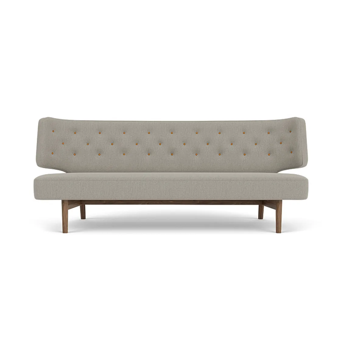 Radiohus Sofa täysin verhoiltu RE-WOOL PC1T Global HR BUTTONS Vegetal 4-Legs Base, Re-wool 218-pähkinä, nahkapainikkeet, 2-istuttava Audo Copenhagen