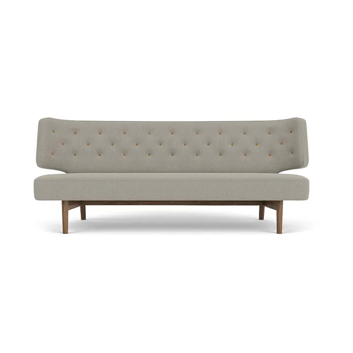 Radiohus Sofa täysin verhoiltu RE-WOOL PC1T Global HR BUTTONS Vegetal 4-Legs Base - Re-wool 218-pähkinä, nahkapainikkeet, 2-istuttava - Audo Copenhagen