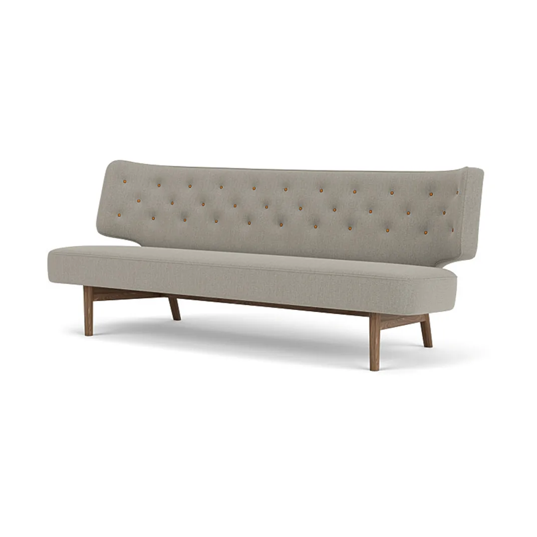 Radiohus Sofa täysin verhoiltu RE-WOOL PC1T Global HR BUTTONS Vegetal 4-Legs Base, Re-wool 218-pähkinä, nahkapainikkeet, 2-istuttava Audo Copenhagen