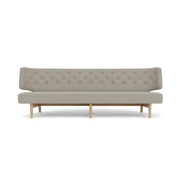 Radiohus Sofa täysin verhoiltu RE-WOOL PC1T Global HR BUTTONS Vegetal 4-Legs Base - Re-wool 218-luonnollinen tammi, nahkapainikkeet, 3-istuttava - Audo Copenhagen