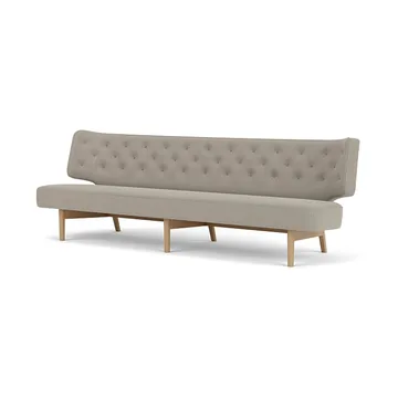 Radiohus Sofa täysin verhoiltu RE-WOOL PC1T Global HR BUTTONS Vegetal 4-Legs Base - Re-wool 218-luonnollinen tammi, nahkapainikkeet, 3-istuttava - Audo Copenhagen