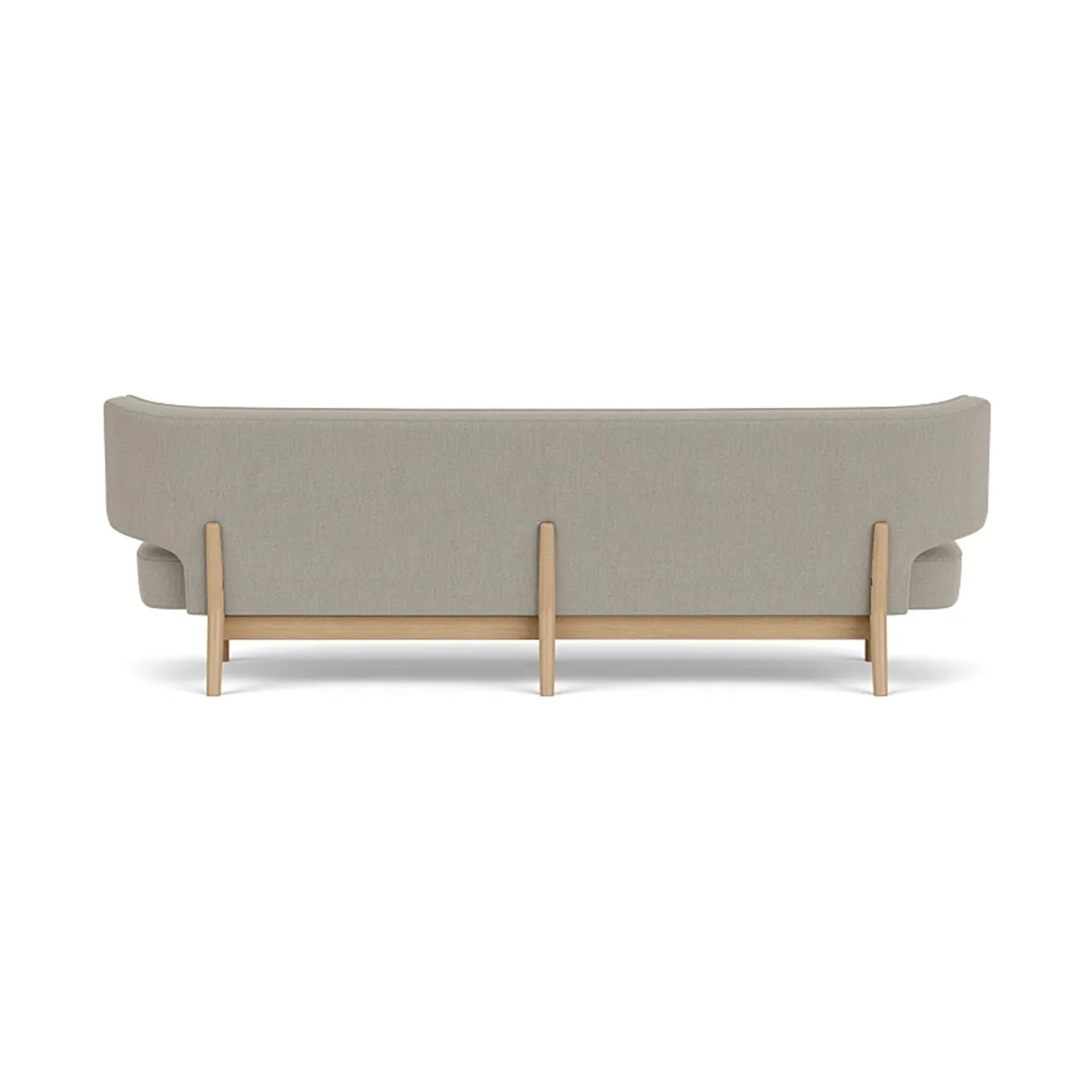 Radiohus Sofa täysin verhoiltu RE-WOOL PC1T Global HR BUTTONS Vegetal 4-Legs Base, Re-wool 218-luonnollinen tammi, nahkapainikkeet, 3-istuttava Audo Copenhagen