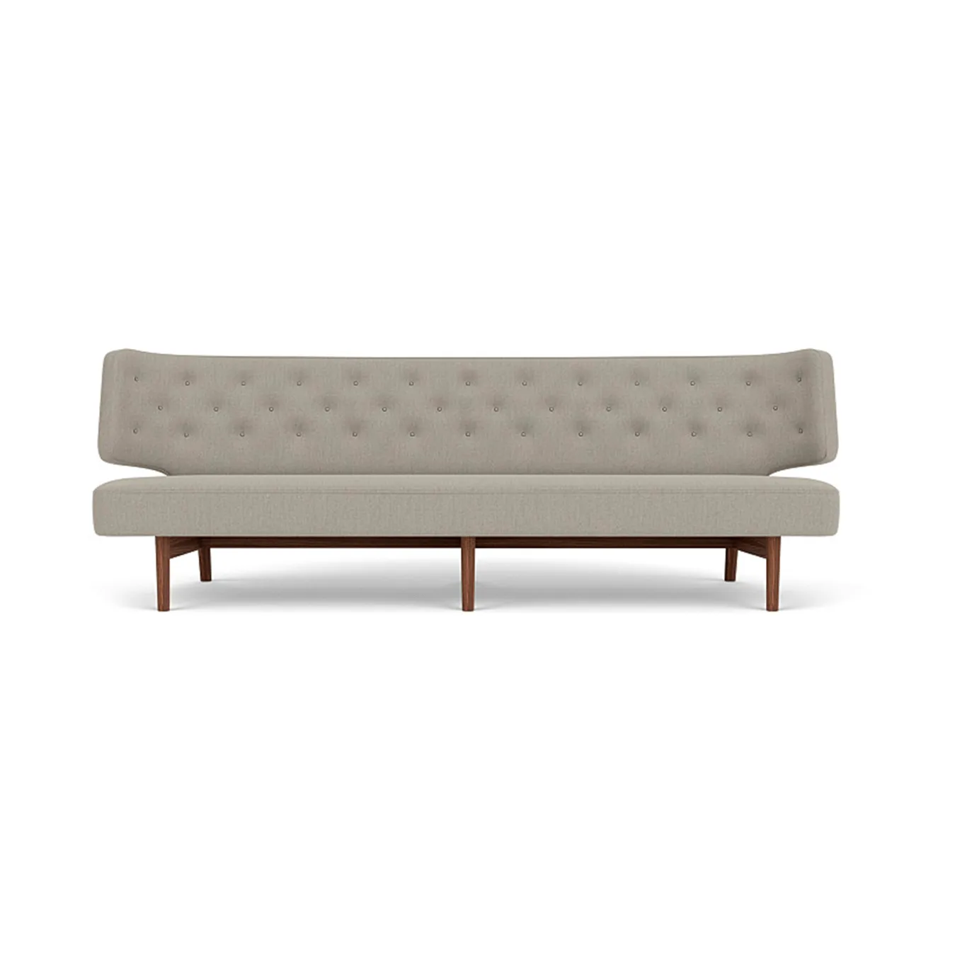 Radiohus Sofa täysin verhoiltu RE-WOOL PC1T Global HR BUTTONS Vegetal 4-Legs Base, Re-wool 218-pähkinä, nahkanapit, 3-istuttava Audo Copenhagen