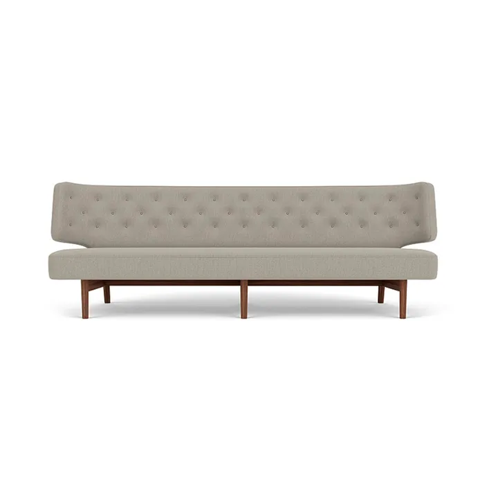 Radiohus Sofa täysin verhoiltu RE-WOOL PC1T Global HR BUTTONS Vegetal 4-Legs Base - Re-wool 218-pähkinä, nahkanapit, 3-istuttava - Audo Copenhagen