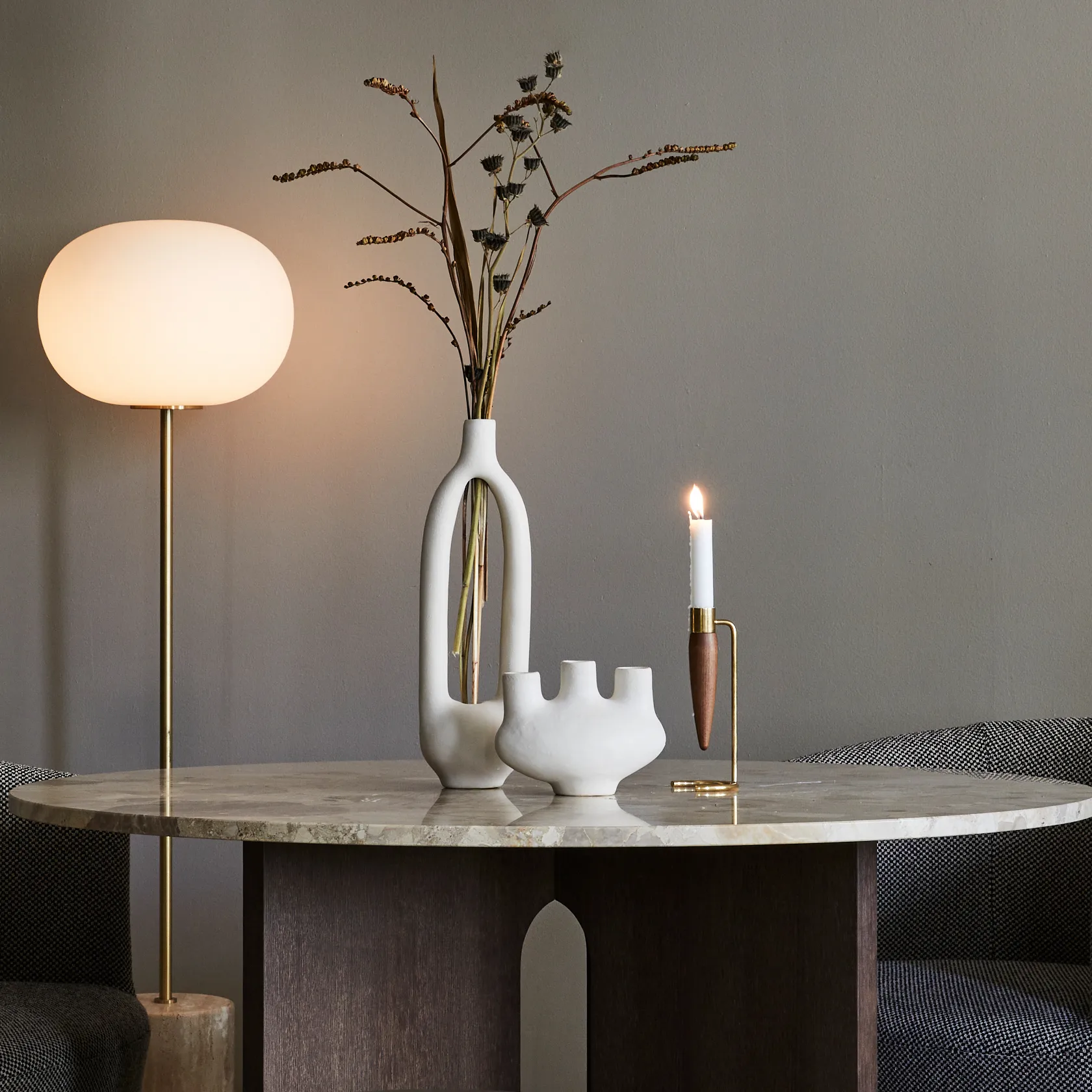 Umanoff kynttilänjalka, Kiillotettu messinki-saksanpähkinä Audo Copenhagen