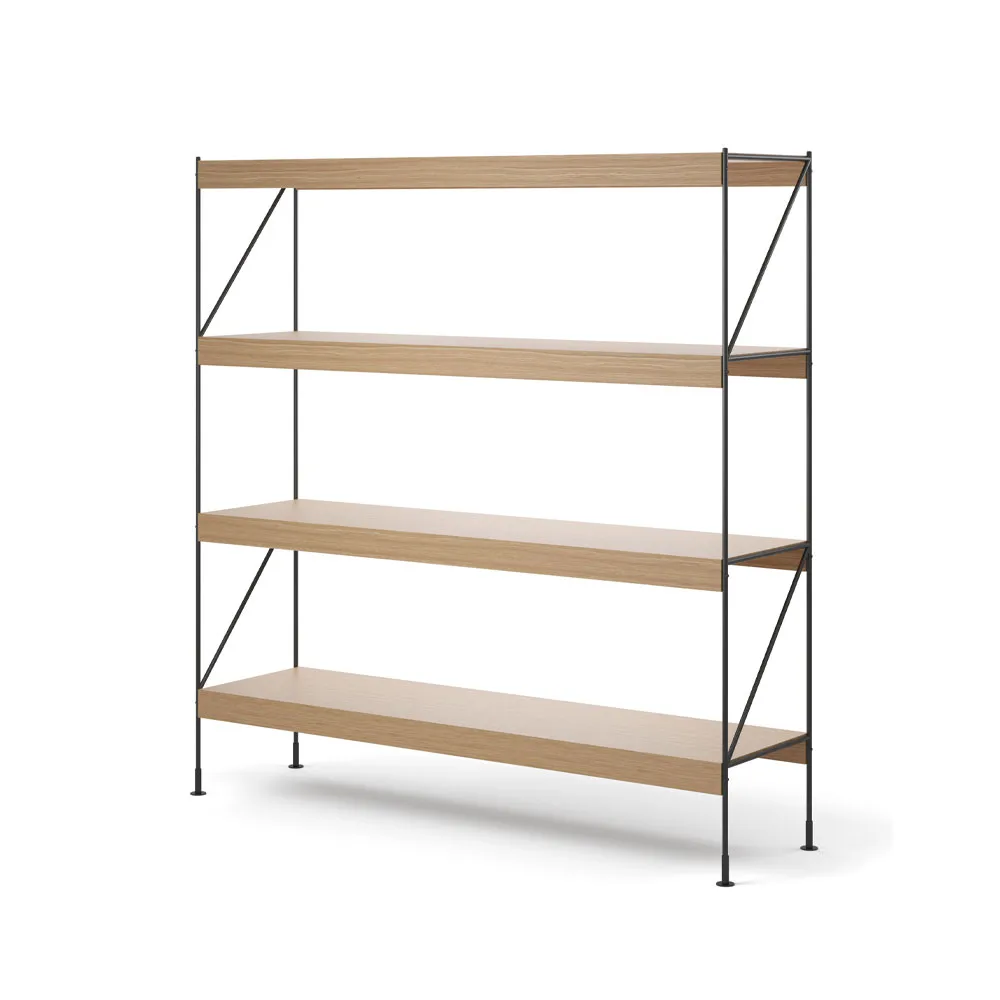 Zet hyllyjärjestelmä, Natural oak, 1x4, black steel base Audo Copenhagen