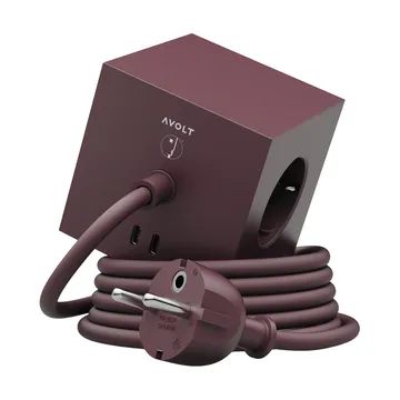AVOLT x Bauhaus-Archiv Square 1 jatkojohto USB-C - Mulberry Red - Avolt