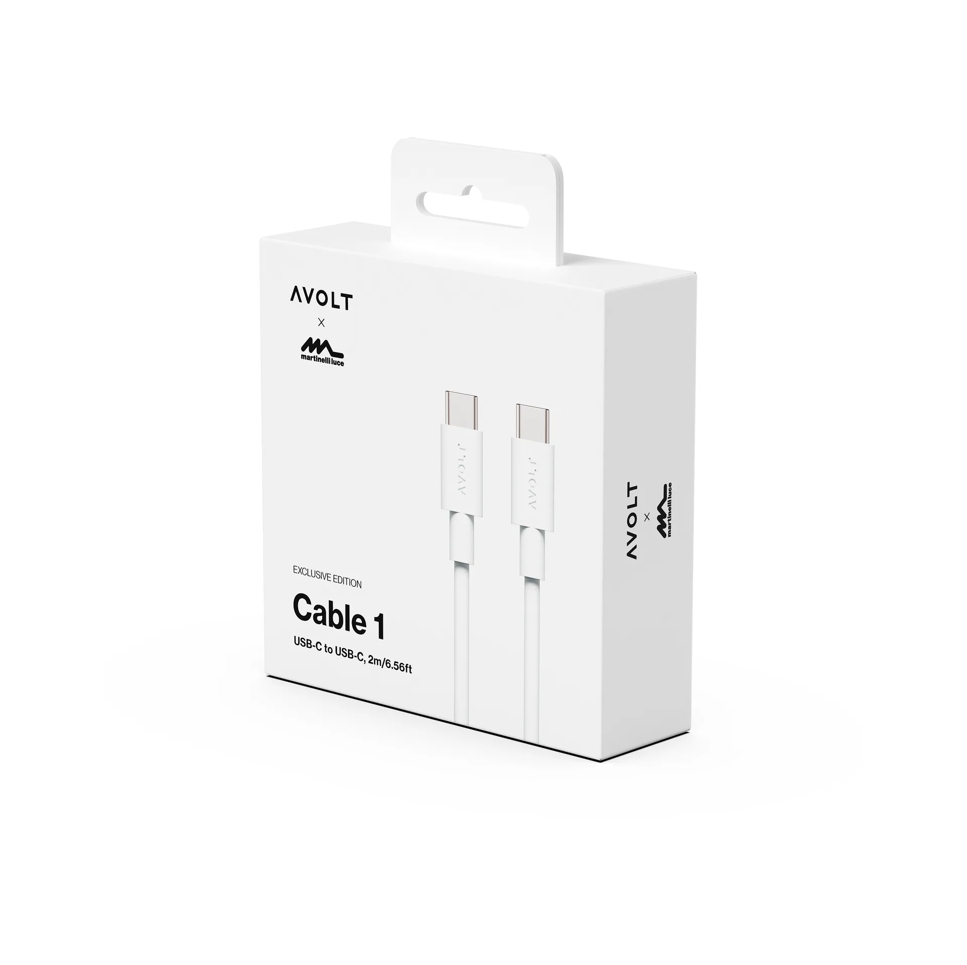 Cable 1 USB-C - USB-C latauskaapeliin 2 m, White Martinelli Luce Edition Avolt