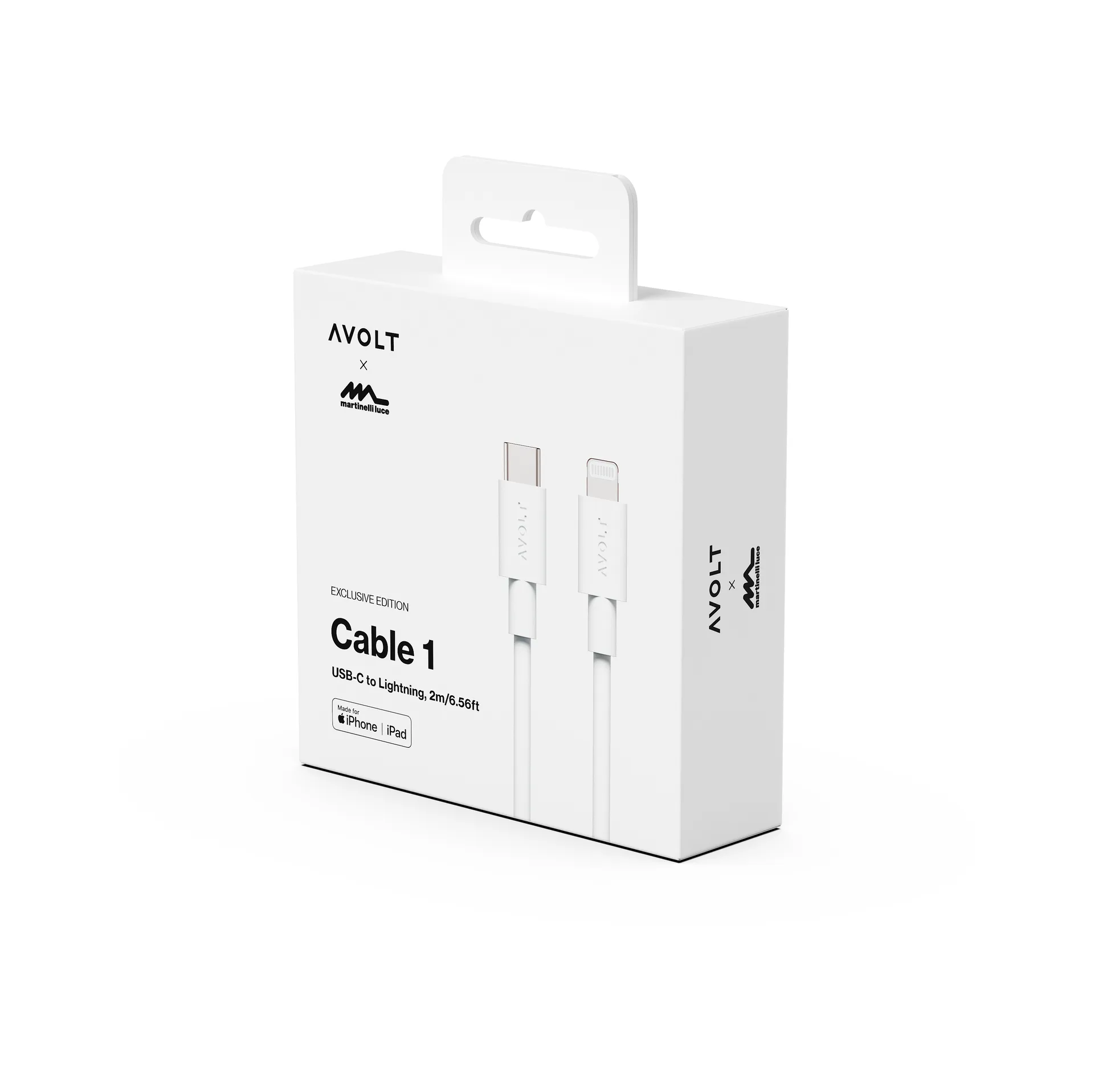 Kaapeli 1 USB C Lightning-latauskaapeli 2m, White Martinelli Luce Edition Avolt