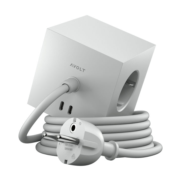 Square 1 pistorasia USB-C 30W 1,8 m - Gotland gray - Avolt