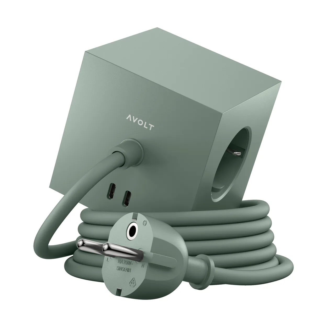 Avolt Square 1 pistorasia USB-C 30W 1,8 m Oak green