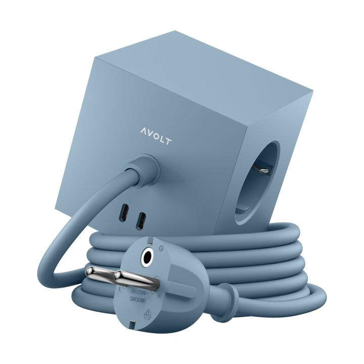 Square 1 pistorasia USB-C 30W 1,8 m - Shark blue - Avolt
